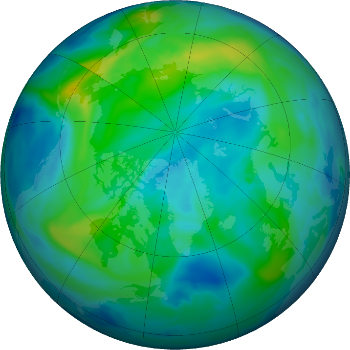 Arctic ozone map for 25 October 2020